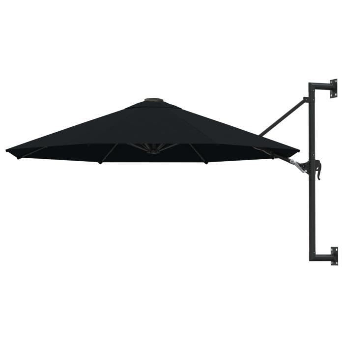 Parasol mural - VIDAXL - 300 cm - Métal - Noir - Anti-UV