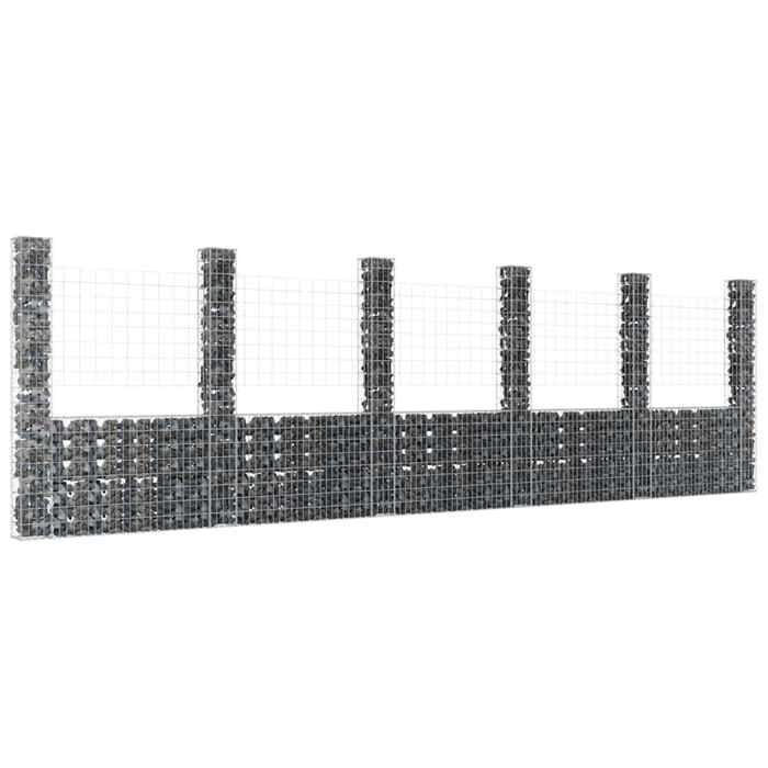 vidaXL Panier de Gabion en Forme de U avec 3 Poteaux Mur de Soutènement Barrière de Jardin Patio Projets de Jardinage 151276 - vue 3