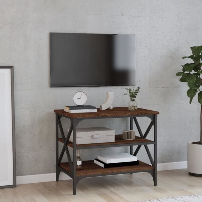 VIDAXL MEUBLE TV CHÊNE MARRON 60X40X50 CM BOIS D INGÉNIERIE