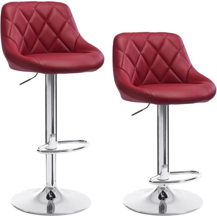 WOLTU Tabouret de bar lot de 2 avec repose-piedshauteur réglableTabouret en similicuirsiège bien rembourréBordeaux