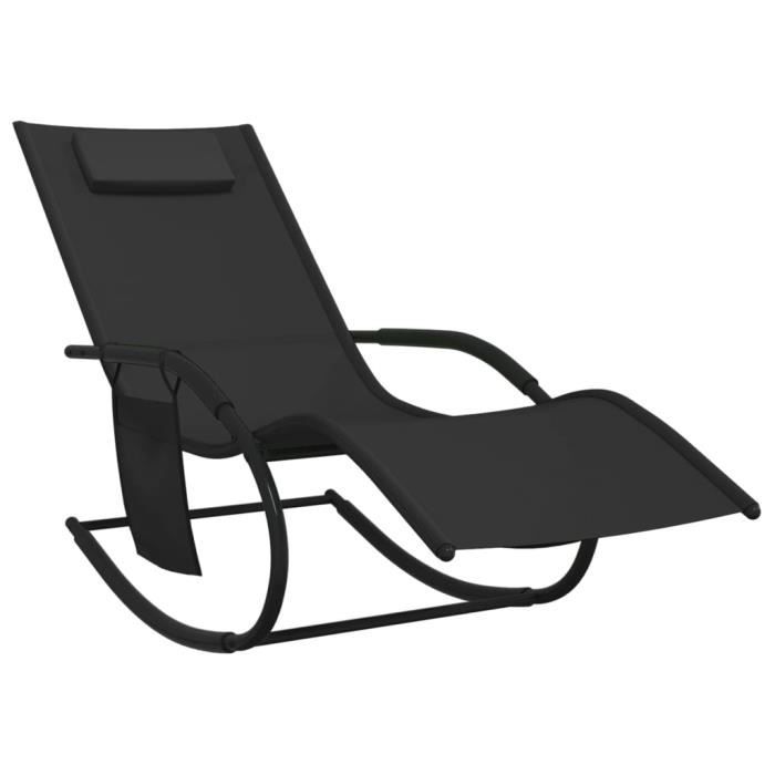 chaise longue à bascule noir acier et textilène hao-0d060401318120