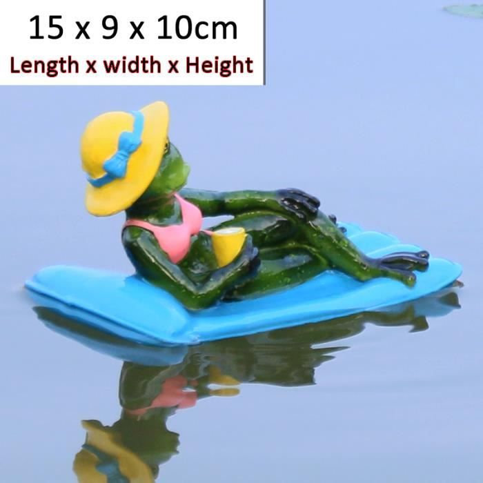 NASSMOSSE Décor D'étang Flottant,Sculptures Et Statues De Jardin D'étang De Grenouille En Résine,Statue De Grenouille Miniature Sur Radeau,Figurine De Grenouille étanche Pour La Décoration De Jardin