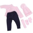 Vêtements de poupée Pull Pantalon Chapeaux Écharpe Gants Accessoires de poupée pour 18 pouces (Q18-786 Rose clair pour 43 cm)-1