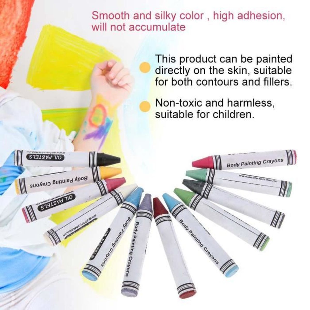 Crayons de peinture pour le corps - KIMISS - 12 couleurs - Non toxique Crayons de peinture pour le corps - KIMISS - 12 couleurs - Non toxique
