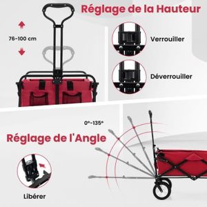 Chariot De Transport Pliable COSTWAY 300kg - Plateforme 90x61cm, 4 Roues Caoutchouc, Hauteur Réglable