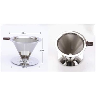 Filtre à café réutilisable, filtre à café en acier inoxydable entonnoir à  thé à tamis à café en deux couches-HUA