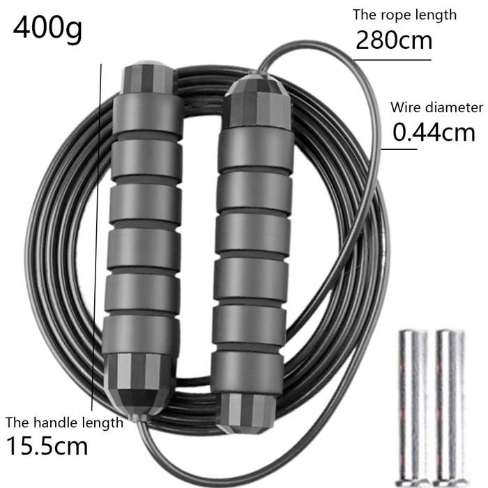 Corde à Sauter Réglable 2,8 M – Poignées Mousse, Roulements à Bille Acier, Pour Cardio, Boxe, Fitness, HIIT, à La Maison Ou En Extérieur