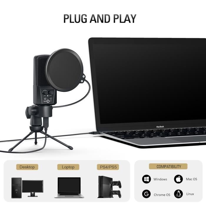 Microphone-haut-parleur De Conférence USB - Omnidirectionnel à 360°, Portée 3m - Plug & Play Pour PC, Zoom, Skype