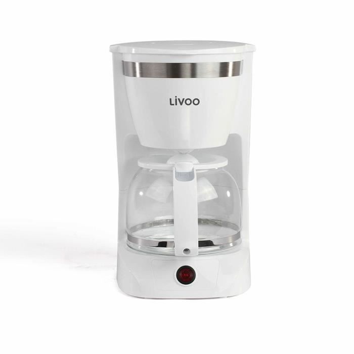 Cafetière Électrique Livoo DOD200N - 12 Tasses 1,25L 750W - Filtre Réutilisable + Maintien Au Chaud