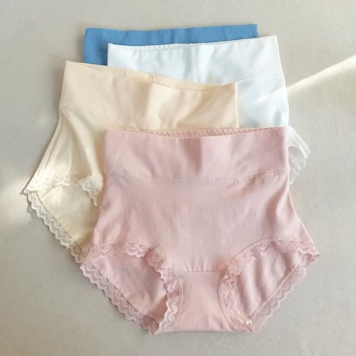 Lot de culotte taille haute en pur coton pour femme lifting des