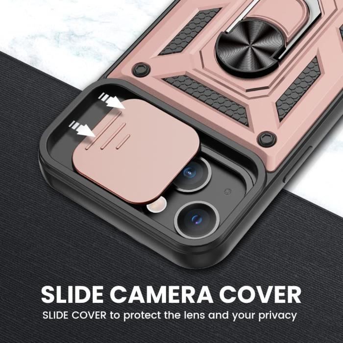 Coque IPhone 14 Plus Avec Anneau Support Magnétique 360° - Silicone Souple, Antichoc, 6 Couleurs Au Choix (Gris) - 9