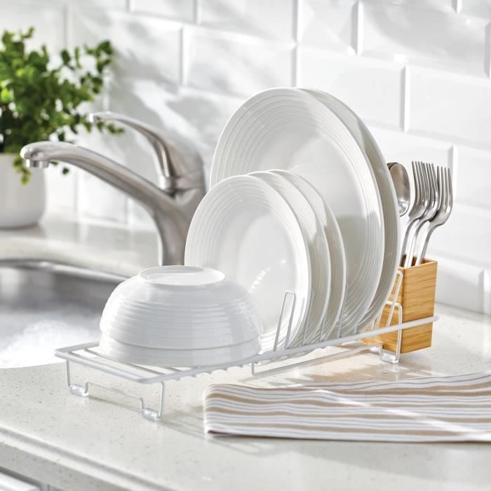 Égouttoir à Vaisselle Five Simply Smart - Design Moderne Blanc, Avec Bac Amovible Et Range-Couverts