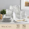 MALACASA Série Flora, 30pcs Service de Table Porcelaine Marbre, Service complet pour 6 personnes, Assiettes Plates, Tasse - Grey-2
