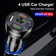 Noir 4 Port Chargeur USB de voiture universel 7A 48W, 4 ports, Charge rapide 3.0 4.0, adaptateur pour cigaret-2