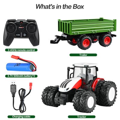 Tracteur Télécommandé Avec Remorque Et Chargeur - Jouet Agricole Lumineux Et Sonore Grand Format