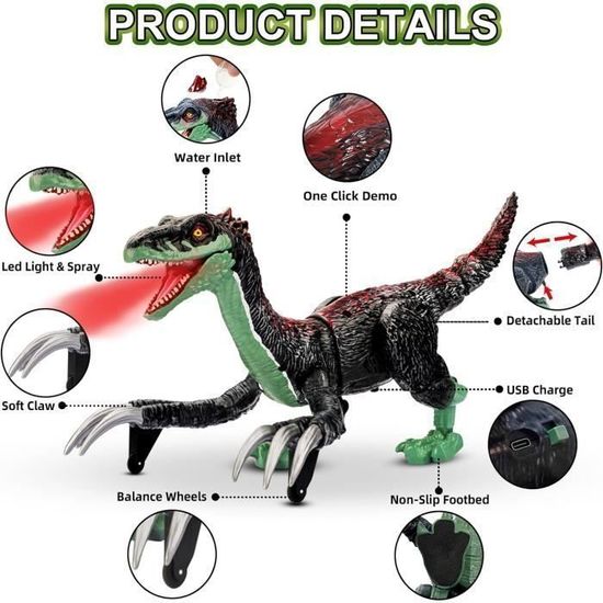 Type A-Robot Dinosaure Électrique Télécommandé pour Enfant, Jouet RC, Simulation de Balançoire