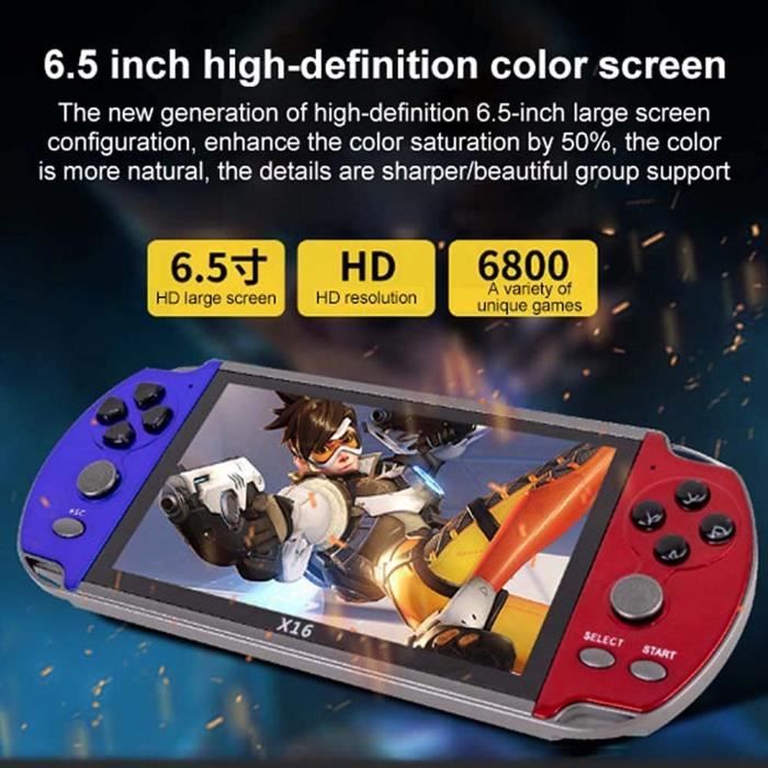 Console De Jeu Rétro Portable 5.1" 11000 Jeux – TV Out, Musique, Vidéo, Bleu/Rouge