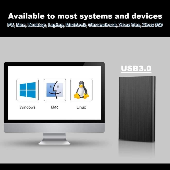 Sonnics 500 GO Bleu Disque dur externe portable USB 3.0 Super rapide  Vitesse de transfert pour une utilisation avec un PC Windows, Apple Mac,  Xbox One