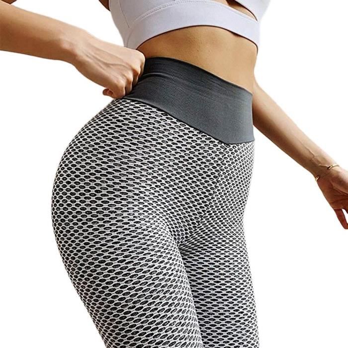 Legging push-up taille haute gris anti-cellulite effet minceur avec noeud  au dos