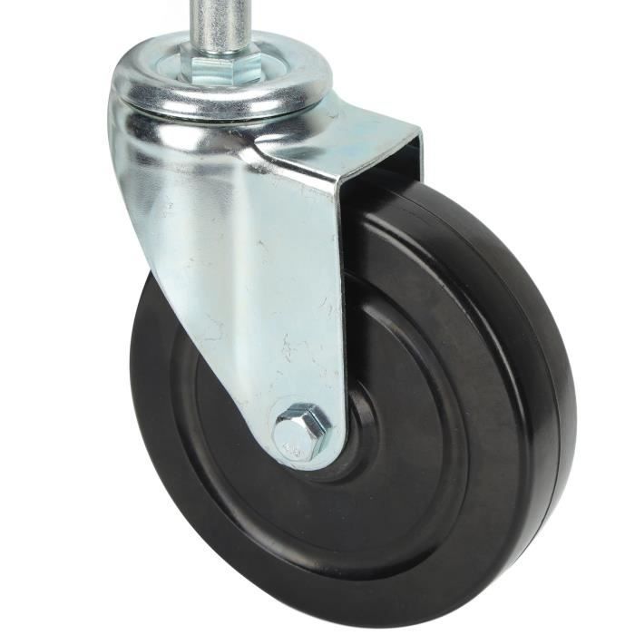 Roulette pivotante en acier inoxydable avec roue en polyamide Ø 75 mm  noire, Moyeu lisse