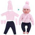 Vêtements de poupée Pull Pantalon Chapeaux Écharpe Gants Accessoires de poupée pour 18 pouces (Q18-786 Rose clair pour 43 cm)-3