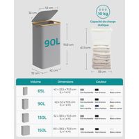 SONGMICS Grand Panier à Linge, 90L, Corbeille Linge Sale 2 Compartiments Double Poignee Pour Buanderie Chambre Salle De Bain Vert Menthe 90675768