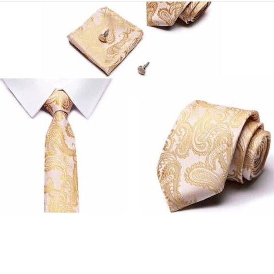 Jaune Orange Tie Paisley à Motifs Fait Main 100% Soie Mariage Cravate 8 cm largeur 