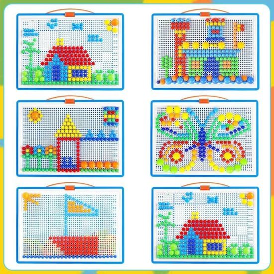 Puzzle de planche à clous en forme de champignon - Jouet éducatif pour tout-petits Puzzle de planche à clous en forme de champignon - Jouet éducatif pour tout-petits