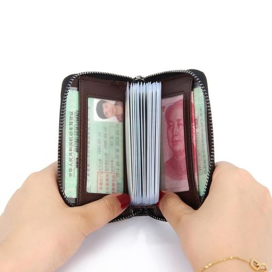 Porte Cartes de Crédit Cuir RFID pour Les Femmes et Les Hommes 10 Fentes pour Cartes et 2 Compartiments pour Billet et Pièce dargent Porte-Cartes de Visite Porte-Case Porte-Monnaie.
