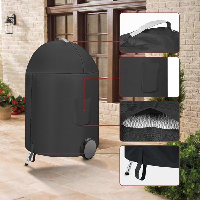 Housse De Barbecue Noir – Tissu Oxford 210D, Imperméable, Pour Gaz Ou Charbon