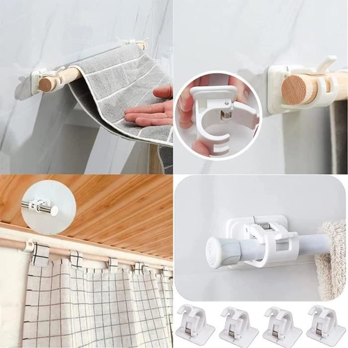 Dalazy 10pcs Support de Tringle à Rideau Crochet de Draperie ABS Support Mural Serviette Tige Fixe Maison Transparente