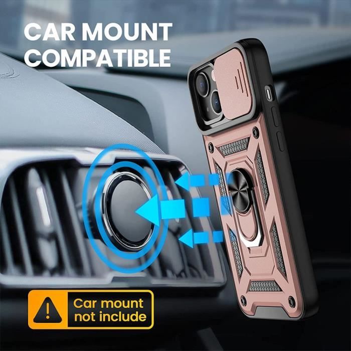 Coque IPhone 14 Plus Avec Anneau Support Magnétique 360° - Silicone Souple, Antichoc, 6 Couleurs Au Choix (Gris) - 2