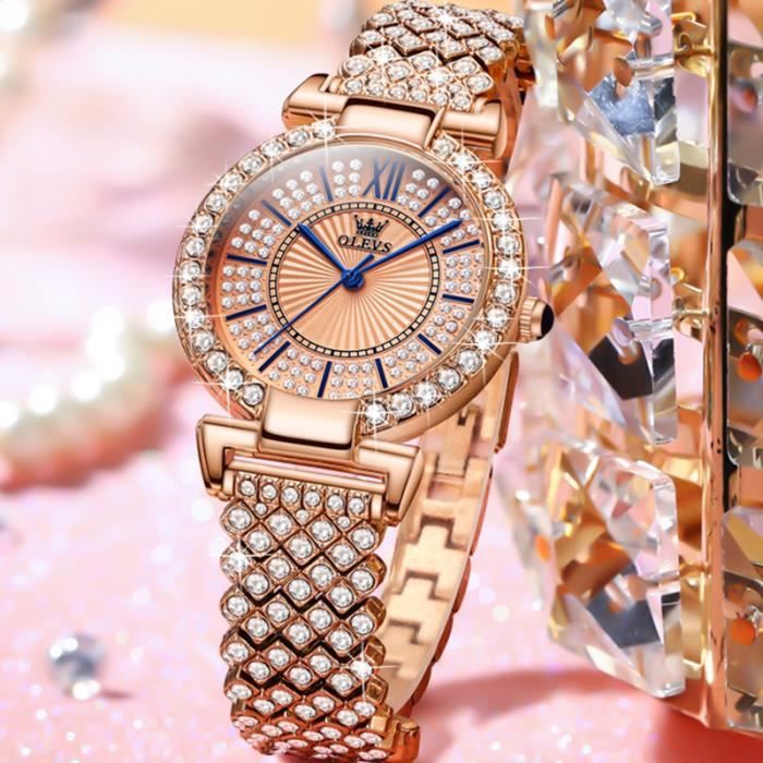 Montre Femme/unisexe NY Of London - Cadran Bleu Royal, Bracelet Maille Or Rose - Élégante Et Chic - Quartz