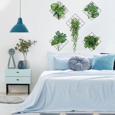 Stickers Muraux 3D Plantes En Pot – Feuilles Vertes Réalistes, Autocollants Verts Pour Salon, Chambre, Cuisine, Bureau – Déco Nature Facile à Poser