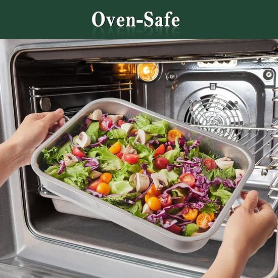 Set De 2 Plats à Four Menax Inox - 30cm Et 40cm Avec Poignées - Pour Rôtis, Gratins Et Lasagnes