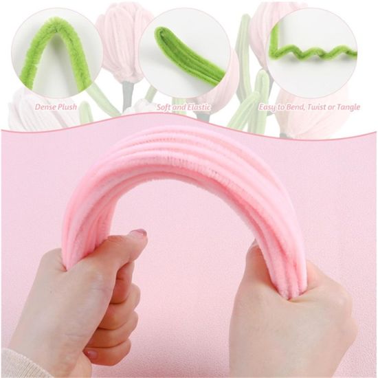 Lot de 400 cure-pipes à fleurs pour le bricolage, matériel de bricolage