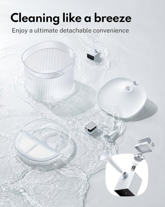 Fontaine à Eau Sans Fil 1,5L Pour Animaux - Détecteur De Mouvement - Pompe Silencieuse - Rechargeable USB - 7