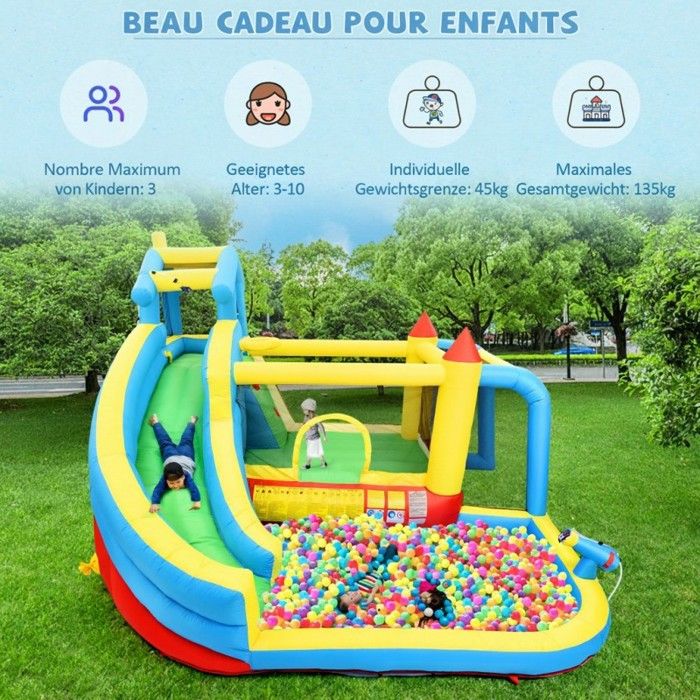 5 En 1 Château Gonflable Enfants Avec Toboggan Double, Pour 3 Enfants De 3 10 Ans Sans Souffleur 5 En 1 Château Gonflable Enfants Avec Toboggan Double, Pour 3 Enfants De 3 10 Ans Sans Souffleur