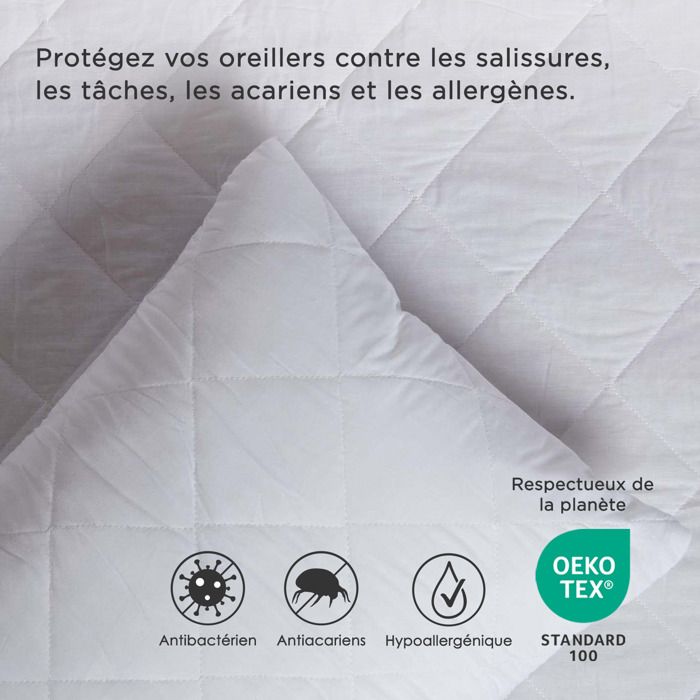 Lingorama Protège Traversin Lit De 140 Uni Coton Blanc 2 Personnes (Taille 190 Cm)