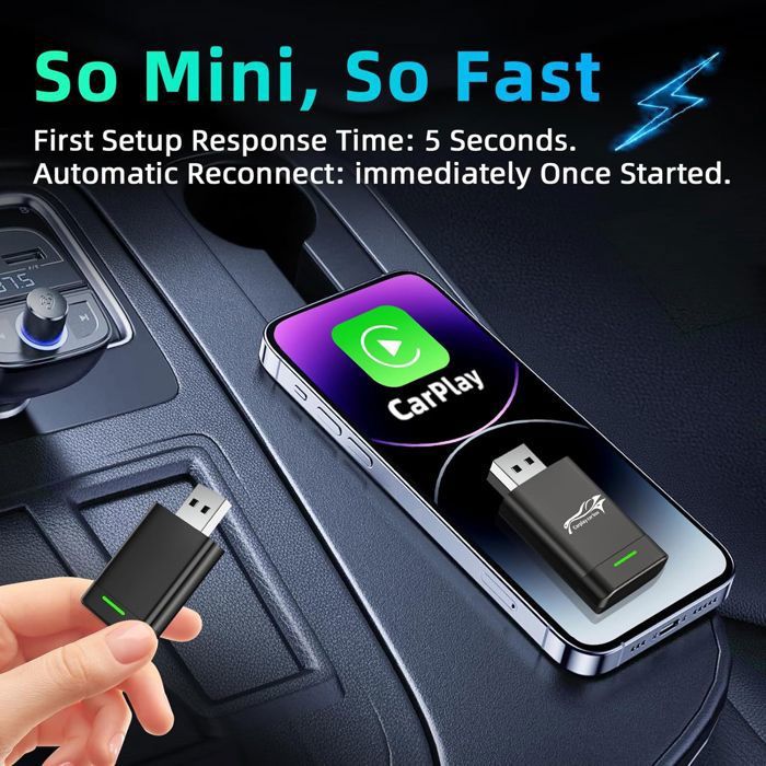 Adaptateur CarPlay Sans Fil 2 En 1 YiYunTE - Android Auto USB Bluetooth Plug & Play Pour Voiture