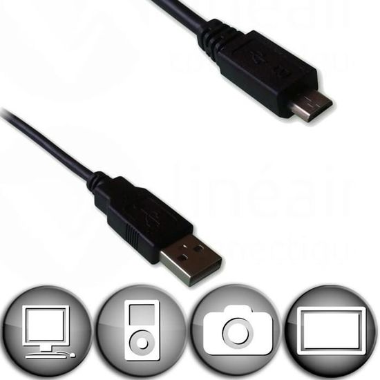 Câble Micro USB B 5 contacts mâle / USB A mâle