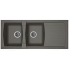 STRADOUR Evier cuisine à encastrer 2 bacs + 1 égouttoir Arena - Résine - 116 x 50 cm - Gris béton