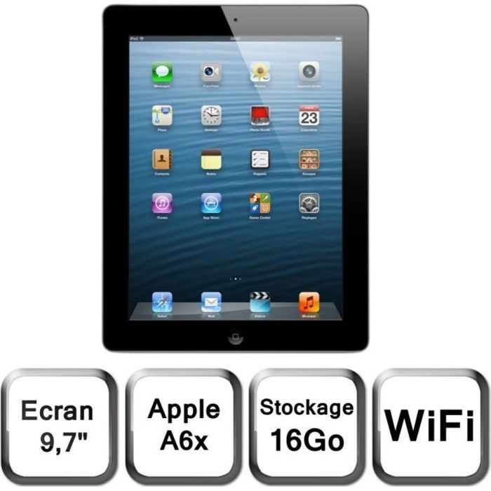 Apple iPad avec écran Retina Wi-Fi 16 Go noir