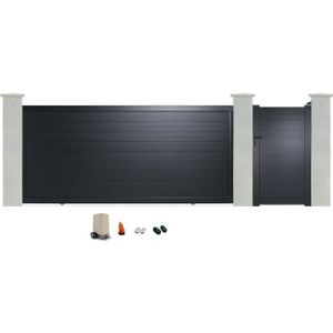 Terrasses En Bois Et Clotures Portail Alu Coulissant Sl07 Gris