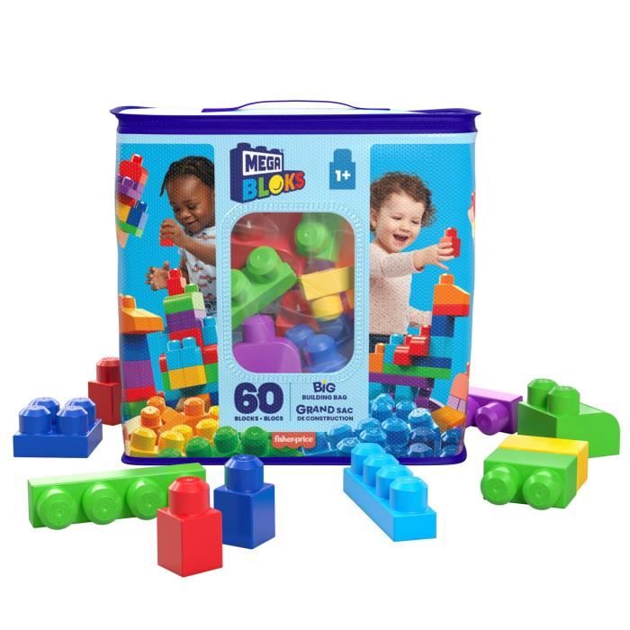 Mega Bloks - Sac Bleu 60 blocs - First Builders - Jouet de construction - Briques de Construction - 