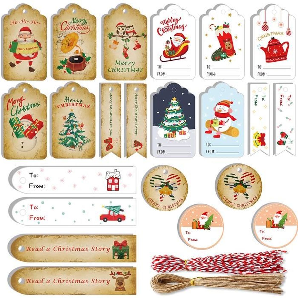 Kraft Noël Étiquettes Cadeau Papier Kraft Étiquette Accessoire Art Décoration Durable 
