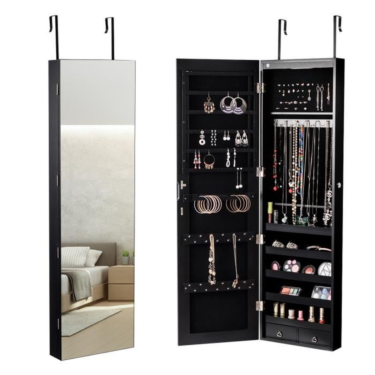 Pivotable Rangement Accessoires Armoire A Bijoux Avec Miroir