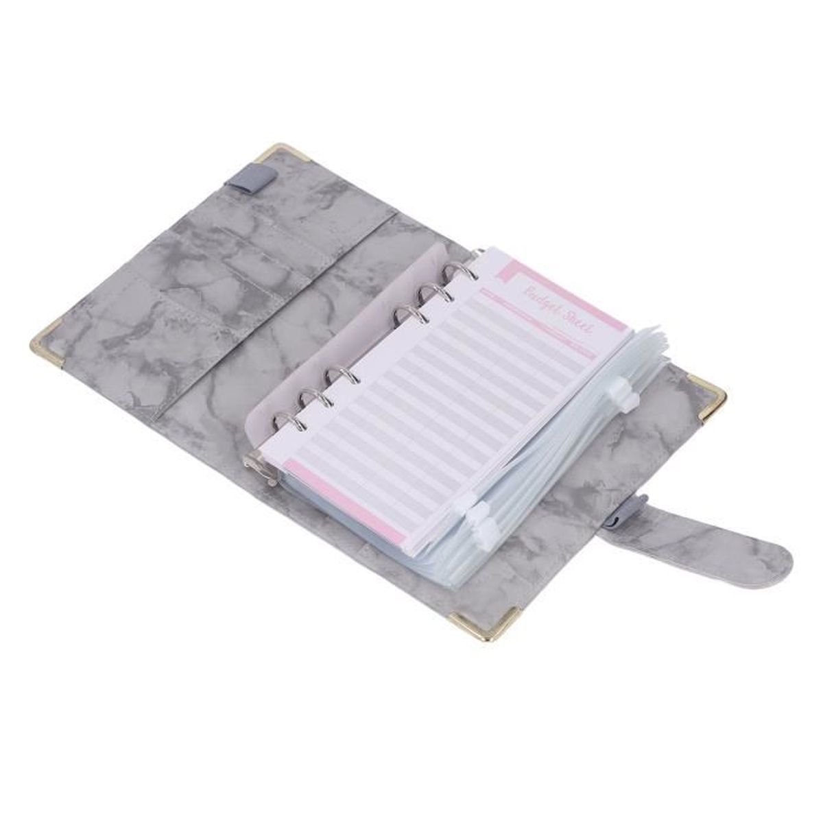 Classeur budgétaire A6 en cuir synthétique avec fermeture éclair et 6 anneaux rechargeables pour économiser de l'argent (marron Classeur budgétaire A6 en cuir synthétique avec fermeture éclair et 6 anneaux rechargeables pour économiser de l'argent (marron