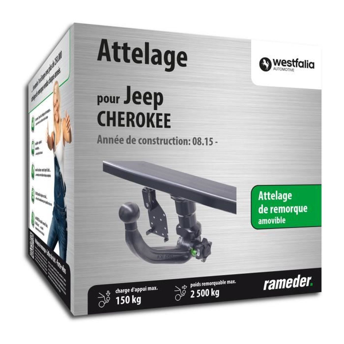 Attelage Amovible Vertical Pour Jeep Grand Cherokee WK/WK2 2011-2021 - Avec Kit électrique 7 Broches Universel - 10