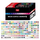 ALFOYU 240 Couleurs Feutre Acrylique, Stylos Acryliques à Pointe Pinceau pour le Coloriage Adulte, Acrylic Paint Markers pour Coloriage